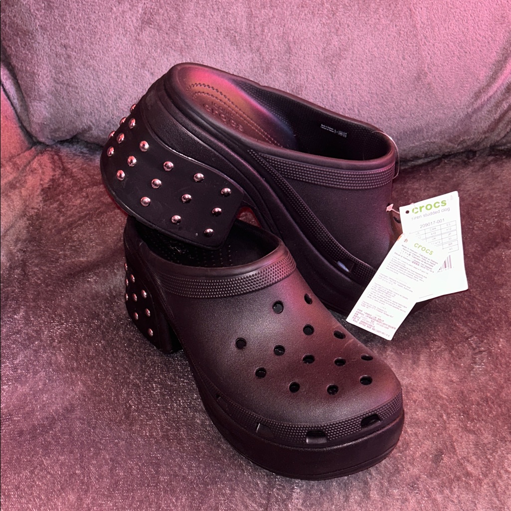 Crocs Women's Black Studded Siren Studded Plstform Clogs